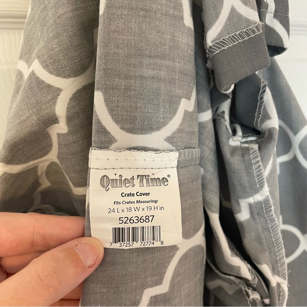 Gray and White Dog Crate Cover - Picture 4 of 6